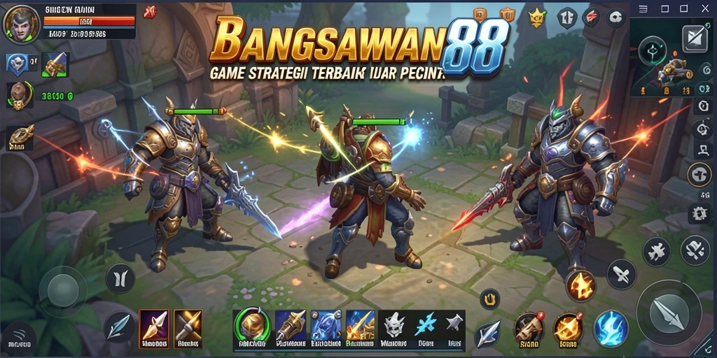 Tampilan gameplay BANGSAWAN88 yang menampilkan strategi dan pertempuran.