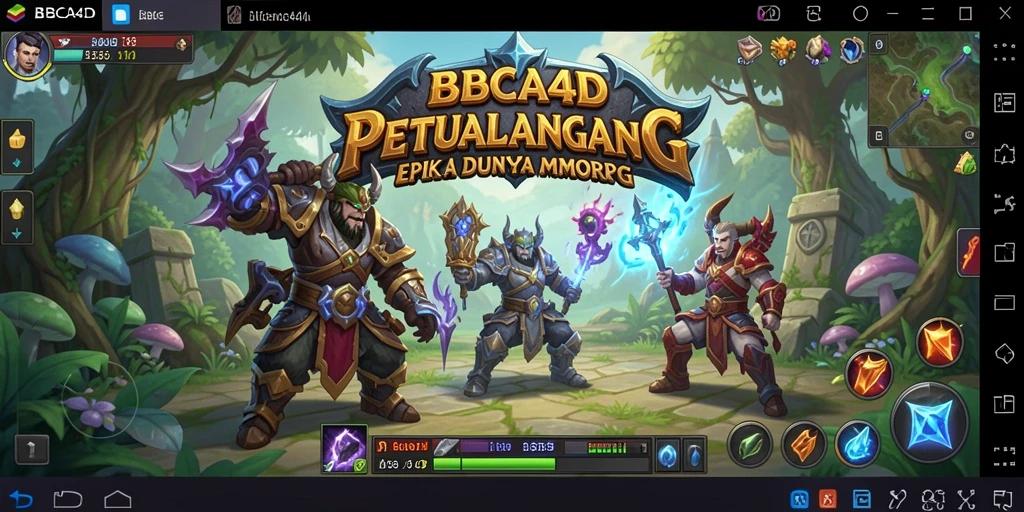 Screenshot menampilkan gameplay aksi seru dalam dunia MMORPG BBCA4D.