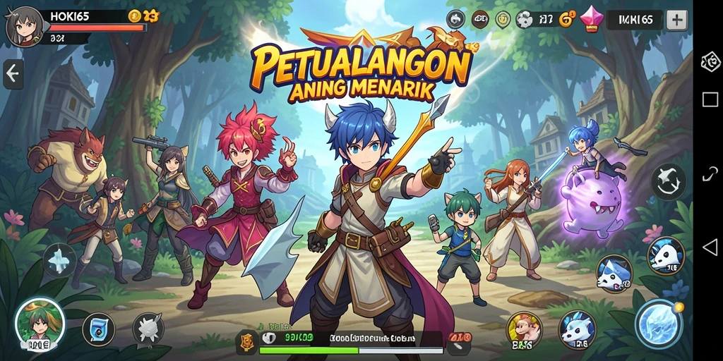 Tampilan gameplay HOKI65 dengan karakter Anime yang berwarna-warni.