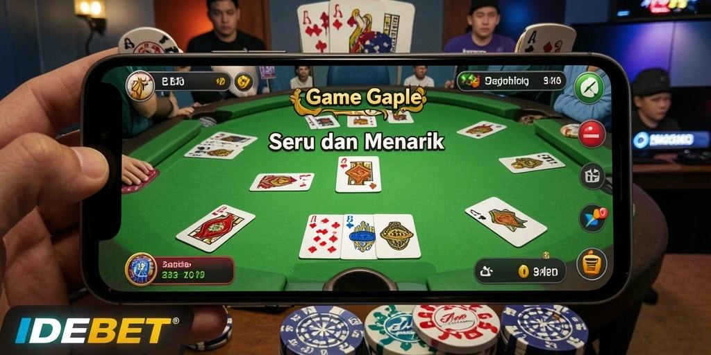 Screenshot gameplay IDEBET menampilkan permainan Gaple yang seru.