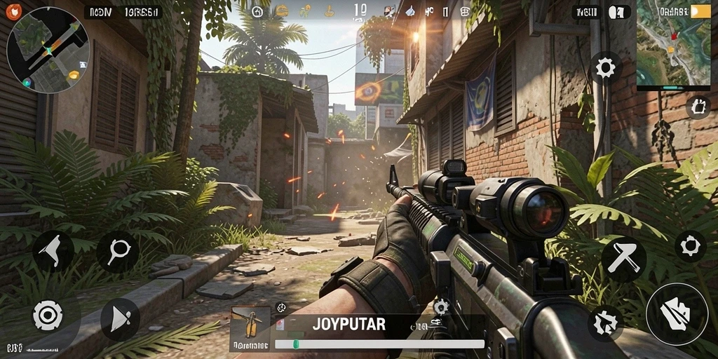 Gameplay mendebarkan di JOYPUTAR dengan aksi tembak-menembak.