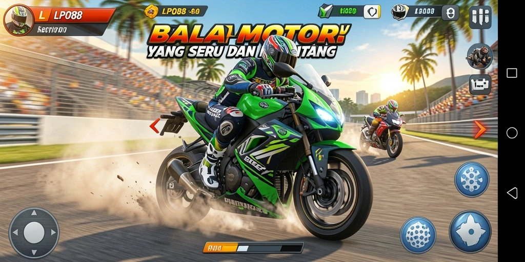 Tampilan menarik gameplay LPO88 dalam balapan motor.