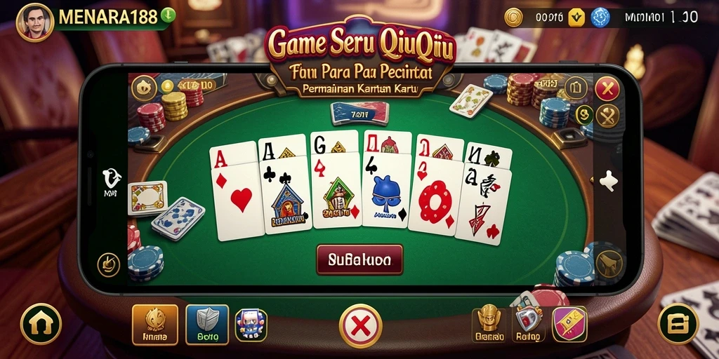 Screenshot MENARA188 menampilkan aksi seru permainan QiuQiu.