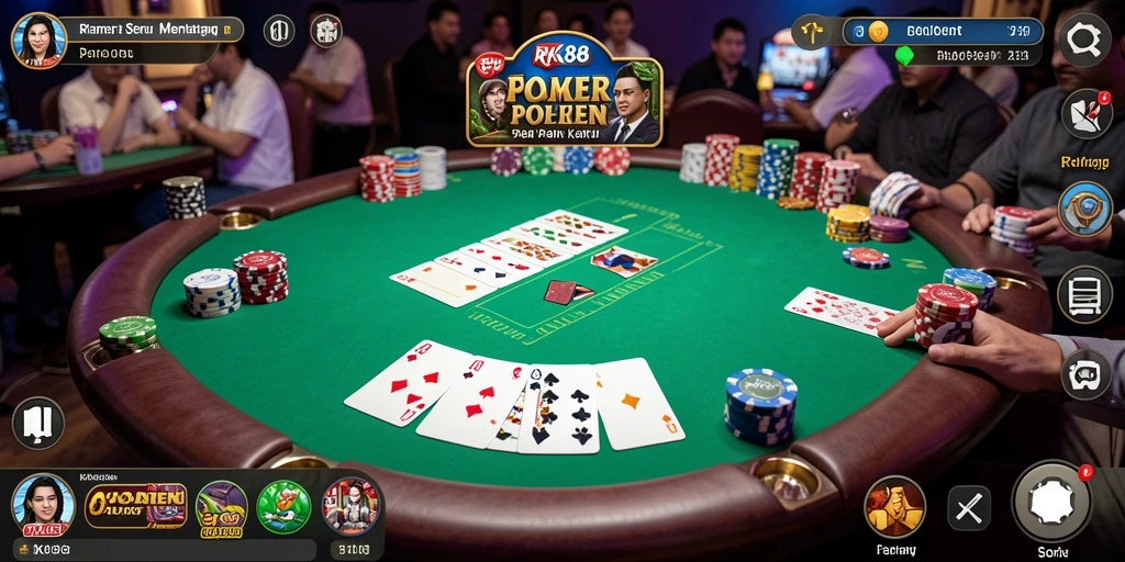 Tampilan gameplay Poker yang menegangkan dan interaktif.
